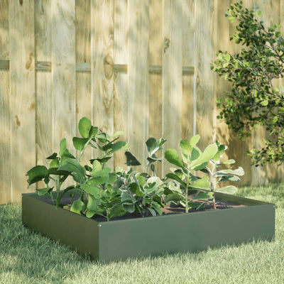 VIDAXL -Pflanzer erhoben 100x100x33,5 cm Stahl Olivengrün