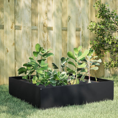 Vidaxl -Pflanzer erhoben 100x100x25 cm Stahlschwarz