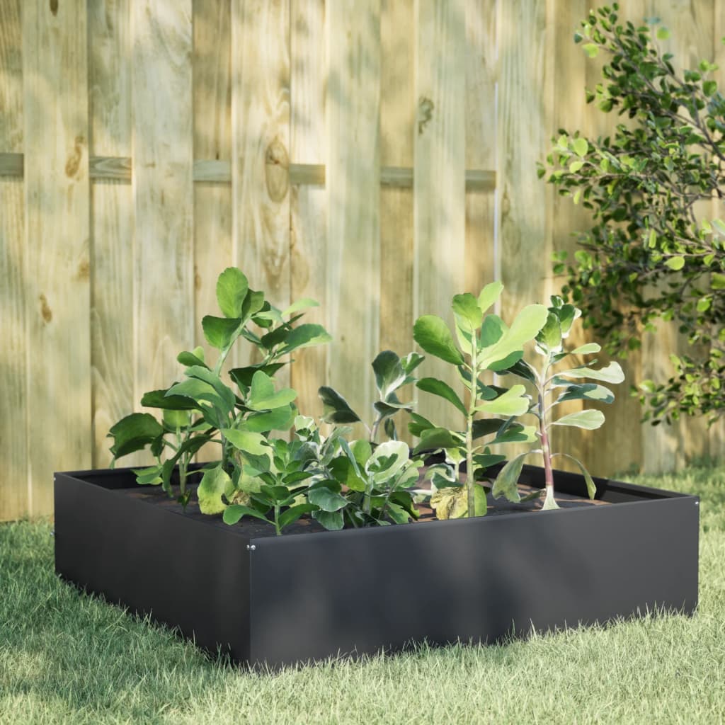 VIDAXL -Pflanzer erhoben 100x100x25 cm Stahl Anthrazit -geläutet