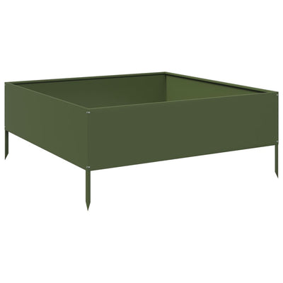 VIDAXL -Pflanzer erhoben 100x100x25 cm Stahl Olivengrün