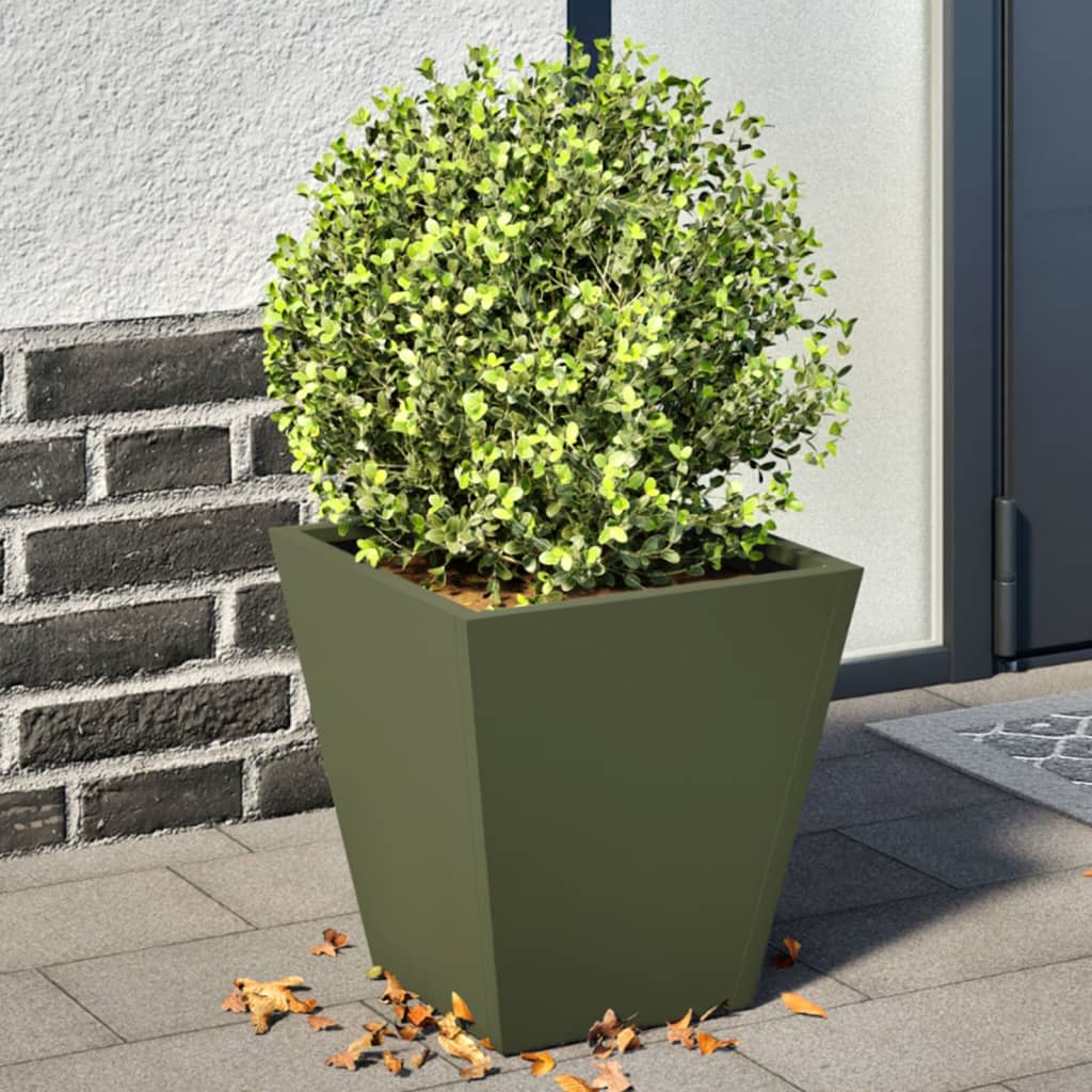 VIDAXL -Pflanzer 2 ST 30x30x30 cm Stahl Olivengrün