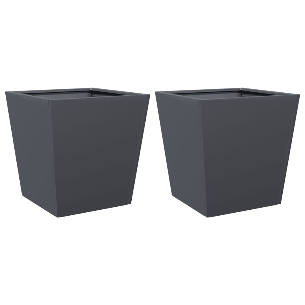 VIDAXL -Pflanzer 2 ST 40x40x40 cm Stahl Anthrazit -geläutet