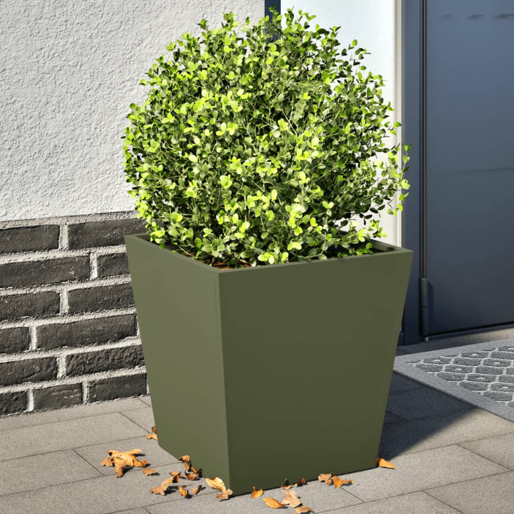 VIDAXL -Pflanzer 2 ST 40x40x40 cm Stahl Olivengrün
