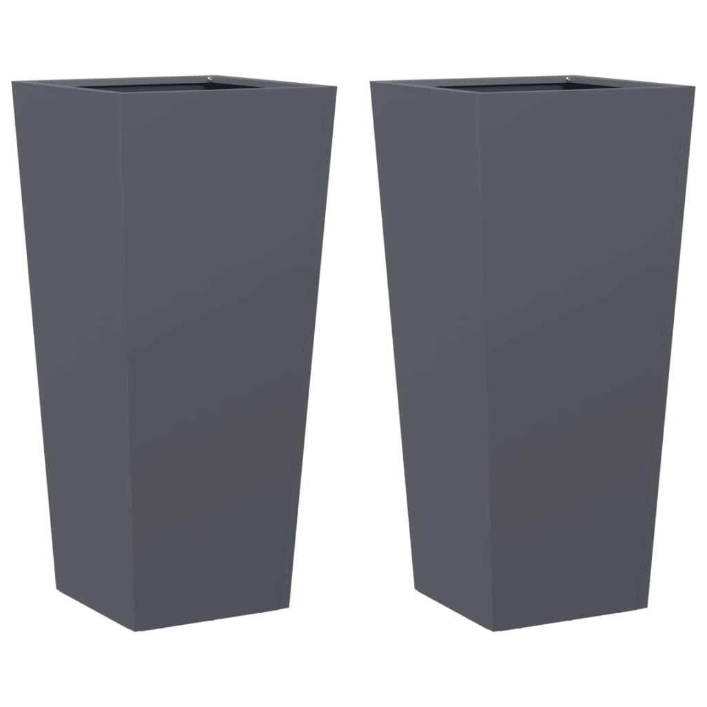 VIDAXL -Pflanzer 2 ST 35x35x75 cm Stahl Anthrazit -ausgelöst