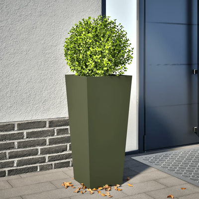 VIDAXL -Pflanzer 35x35x75 cm Stahl Olivengrün