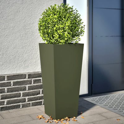 VIDAXL -Pflanzer 2 ST 35x35x75 cm Stahl Olivengrün