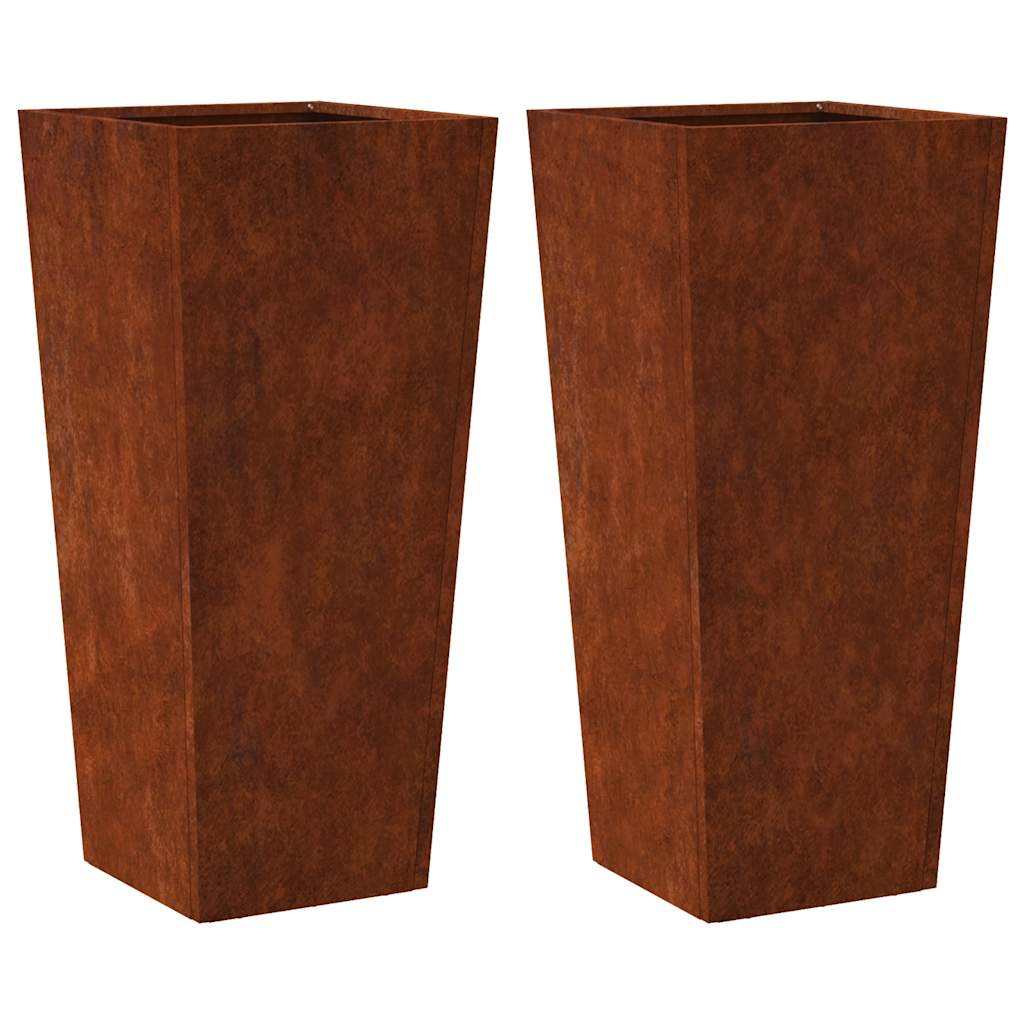 VIDAXL -Pflanzer 2 ST 35x35x75 cm Wetterstahl