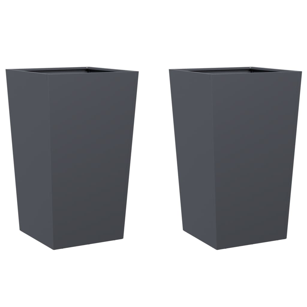 VIDAXL -Pflanzer 2 ST 45x45x75 cm Stahl Anthrazit -geläutet