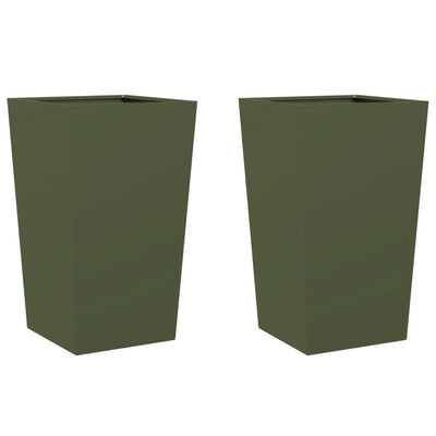 VIDAXL -Pflanzer 2 ST 45x45x75 cm Stahl Olivengrün
