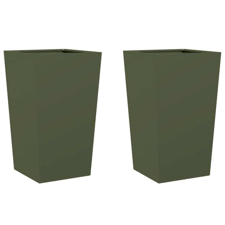 VIDAXL -Pflanzer 2 ST 45x45x75 cm Stahl Olivengrün