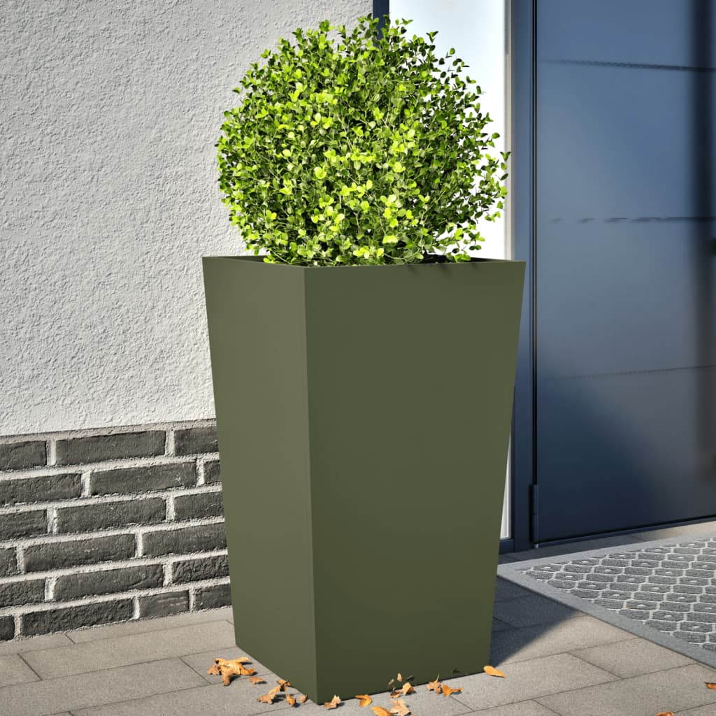 VIDAXL -Pflanzer 2 ST 45x45x75 cm Stahl Olivengrün