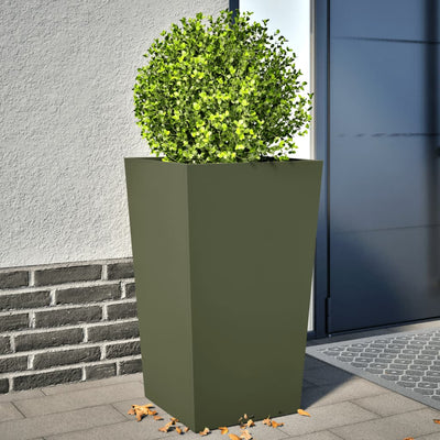 VIDAXL -Pflanzer 2 ST 45x45x75 cm Stahl Olivengrün