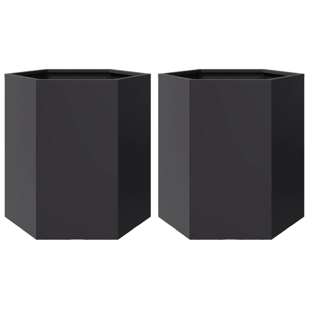 Vidaxl Pflanzer 2 St Hexagon 46x40x45 cm Stahl schwarz