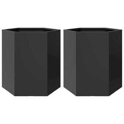 Vidaxl Pflanzer 2 St Hexagon 46x40x45 cm Stahl schwarz