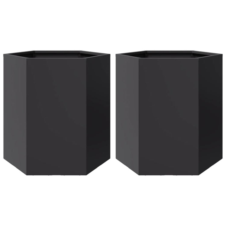 Vidaxl Pflanzer 2 St Hexagon 46x40x45 cm Stahl schwarz
