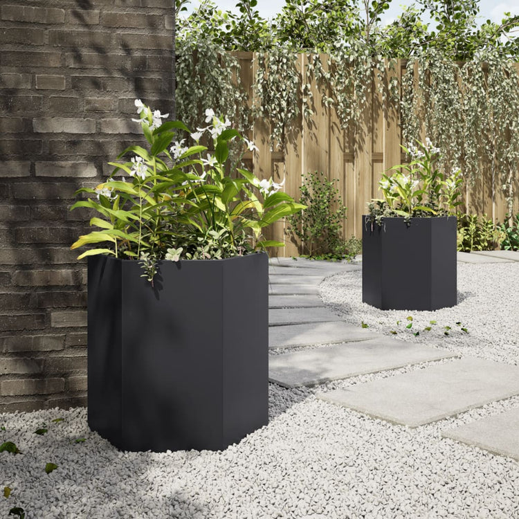 Vidaxl Pflanzer 2 St Hexagon 46x40x45 cm Stahl schwarz