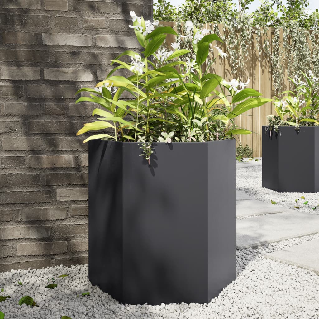 Vidaxl Pflanzer 2 St Hexagon 46x40x45 cm Stahl schwarz