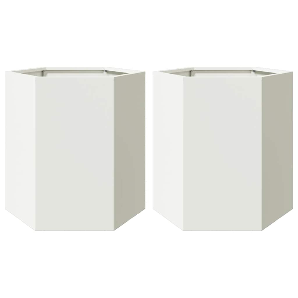 Vidaxl Pflanzer 2 St Hexagon 46x40x45 cm Stahl weiß