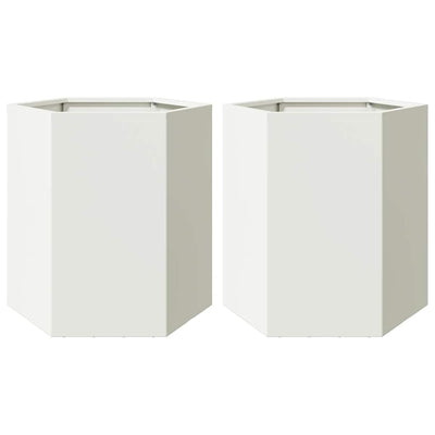 Vidaxl Pflanzer 2 St Hexagon 46x40x45 cm Stahl weiß