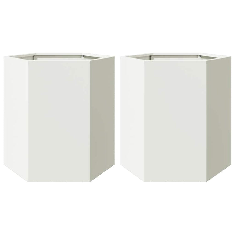 Vidaxl Pflanzer 2 St Hexagon 46x40x45 cm Stahl weiß