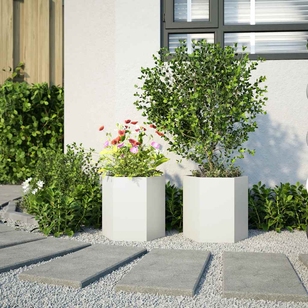 Vidaxl Pflanzer 2 St Hexagon 46x40x45 cm Stahl weiß