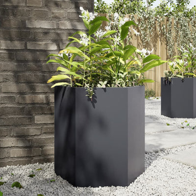 Vidaxl Plannet Hexagon 46x40x45 cm Stahl Anthrazit -gelöscht