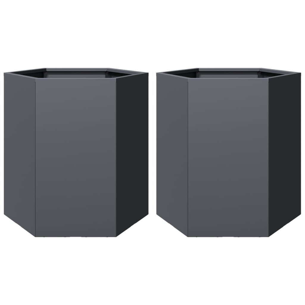 Vidaxl Pflanzer 2 St Hexagon 46x40x45 cm Stahl -Anthrazit -Verschärfen