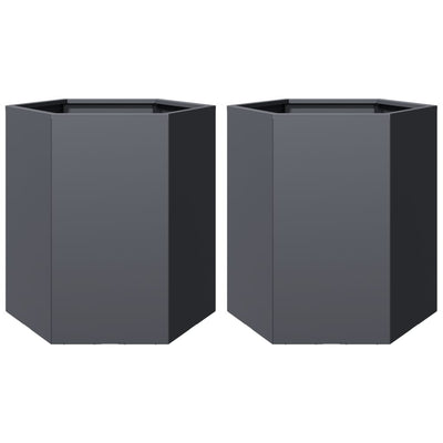 Vidaxl Pflanzer 2 St Hexagon 46x40x45 cm Stahl -Anthrazit -Verschärfen