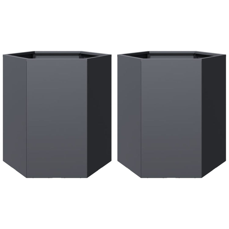 Vidaxl Pflanzer 2 St Hexagon 46x40x45 cm Stahl -Anthrazit -Verschärfen