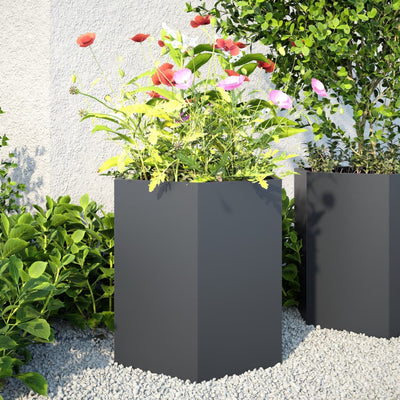 Vidaxl Pflanzer 2 St Hexagon 46x40x45 cm Stahl -Anthrazit -Verschärfen