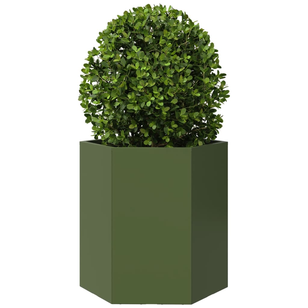 Vidaxl Plannet Hexagon 46x40x45 cm Stahl Olivengrün