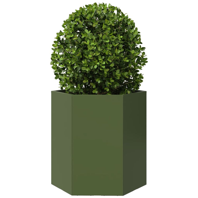 Vidaxl Plannet Hexagon 46x40x45 cm Stahl Olivengrün