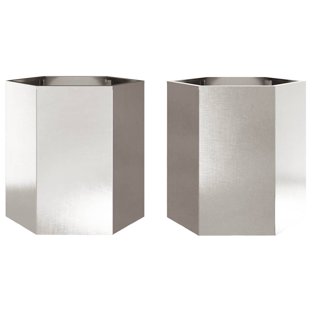 Vidaxl Pflanzer 2 St Hexagon 46x40x45 cm Edelstahl