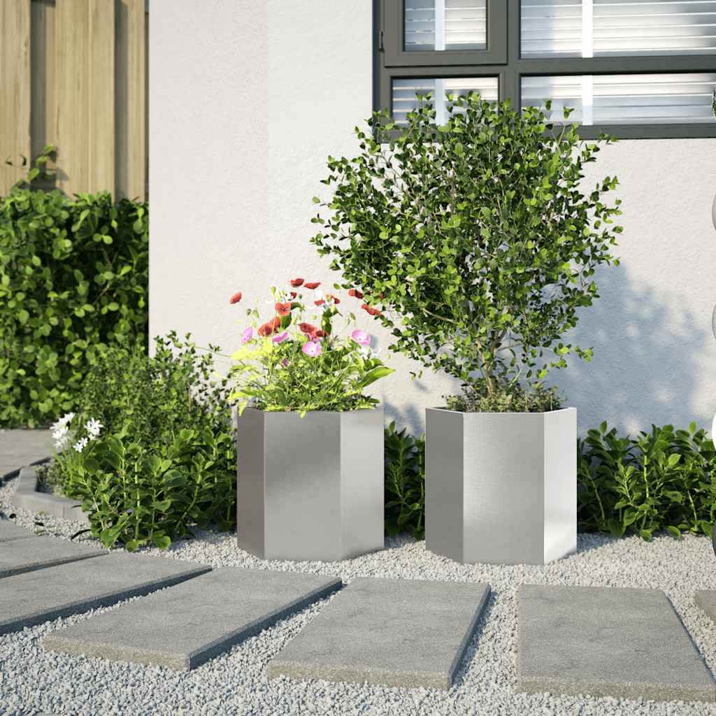 Vidaxl Pflanzer 2 St Hexagon 46x40x45 cm Edelstahl