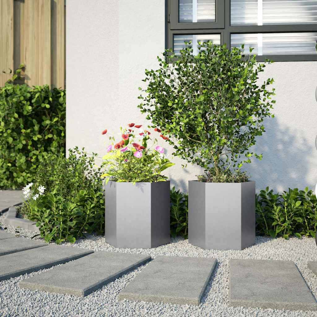 Vidaxl Pflanzer 2 St Hexagon 46x40x45 cm verzinkter Stahl
