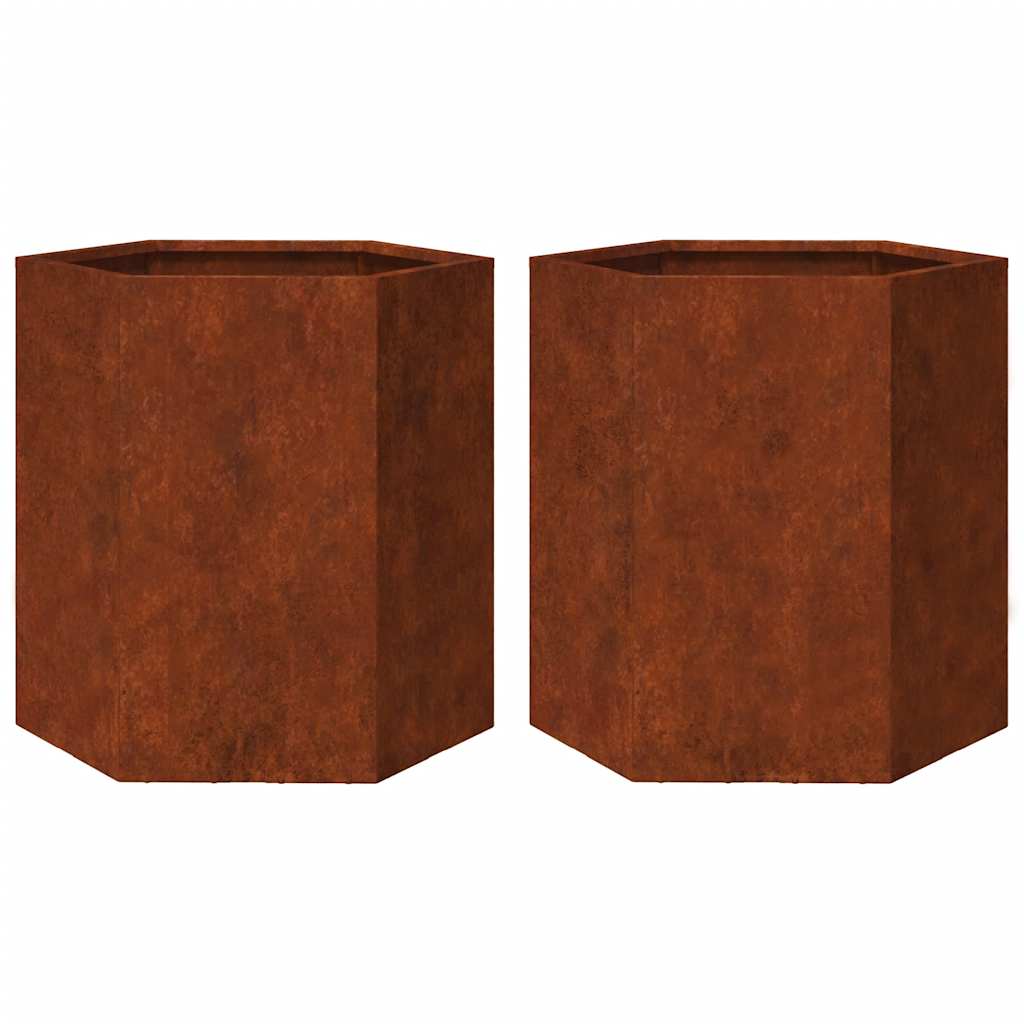 Vidaxl Pflanzer 2 St Hexagon 46x40x45 cm Wetterstahl