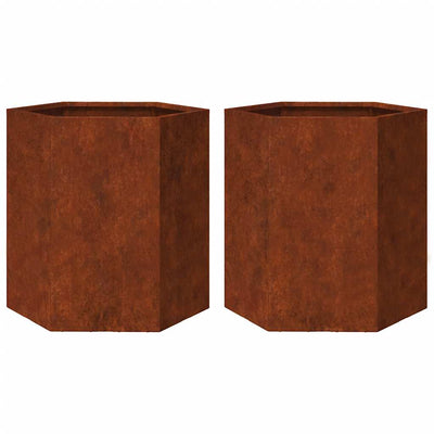 Vidaxl Pflanzer 2 St Hexagon 46x40x45 cm Wetterstahl