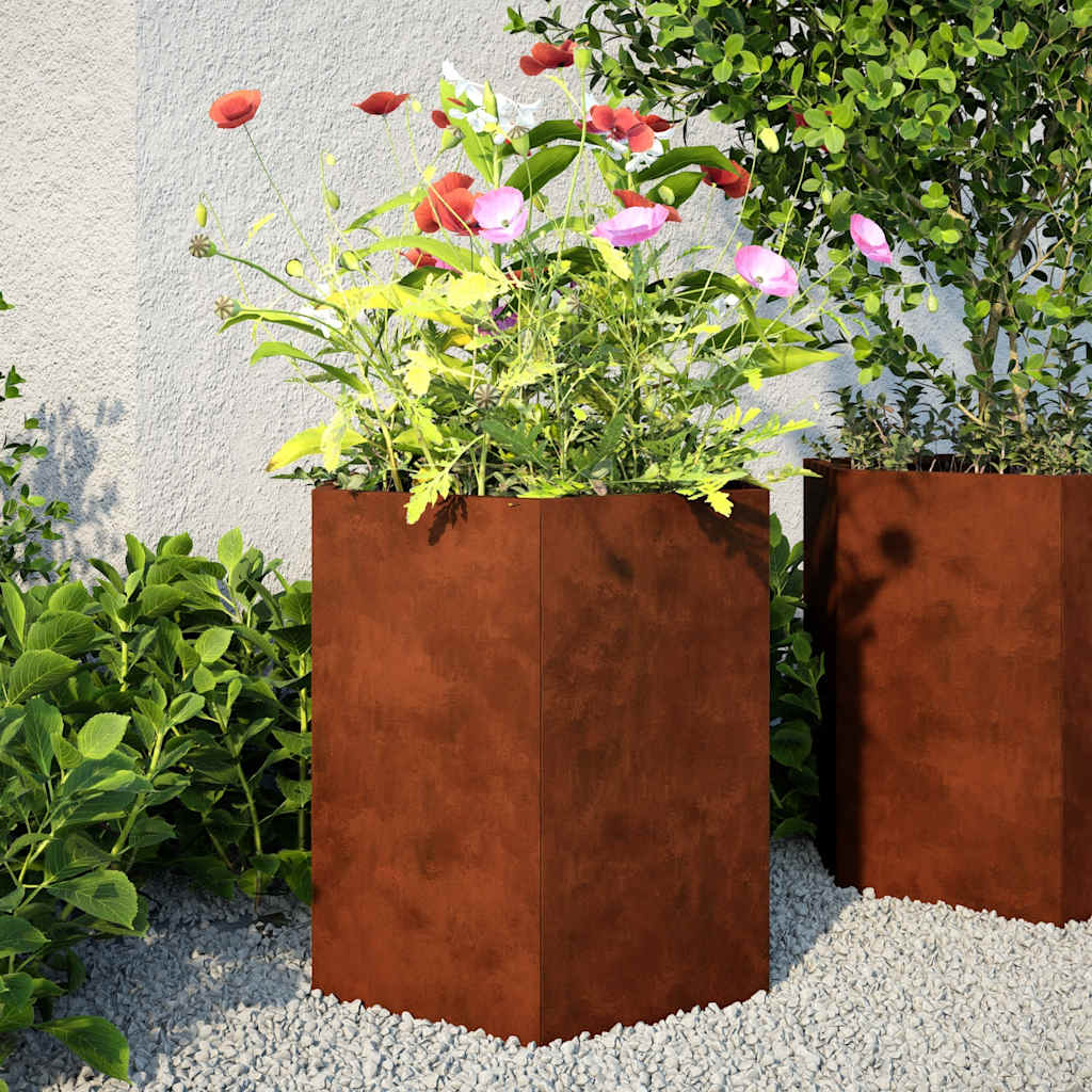 Vidaxl Pflanzer 2 St Hexagon 46x40x45 cm Wetterstahl