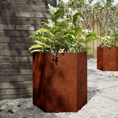 Vidaxl Pflanzer 2 St Hexagon 46x40x45 cm Wetterstahl