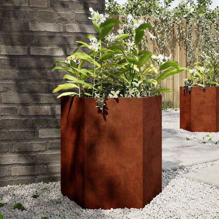 Vidaxl Pflanzer 2 St Hexagon 46x40x45 cm Wetterstahl