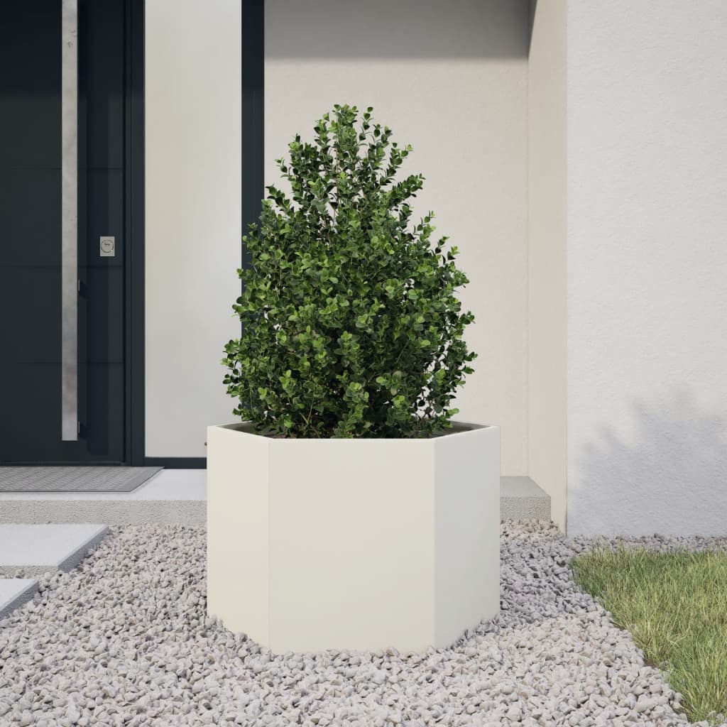 Vidaxl Plannet Hexagon 69x60x45 cm Stahl weiß