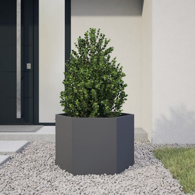VIDAXL -Pflanzer Bennet Hexagon 69x60x45 cm Stahl -Anthrazit -Verschärfen