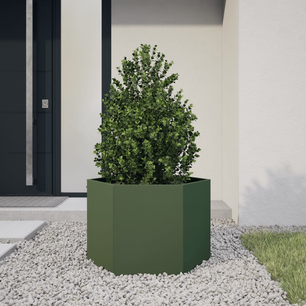 Vidaxl Plannet Hexagon 69x60x45 cm Stahl Olivengrün