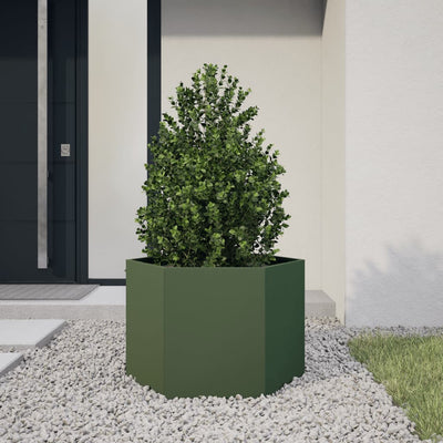 Vidaxl Plannet Hexagon 69x60x45 cm Stahl Olivengrün
