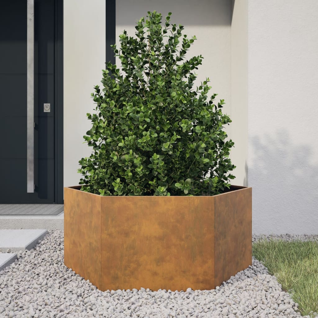 Vidaxl -Pflanzer Big Hexhoek 104x90x45 cm Wetterstahl