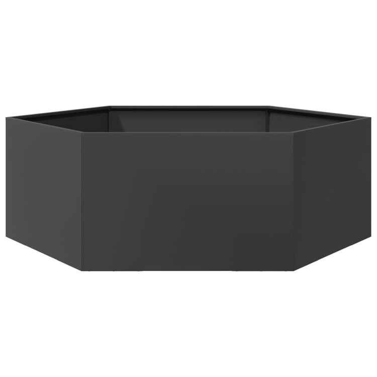 VIDAXL -Pflanzer Bennet Hexagon 138x120x45 cm Stahl schwarz