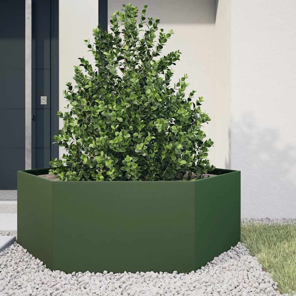 Vidaxl Plannet Hexagon 138x120x45 cm Stahl Olivengrün