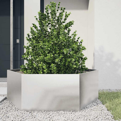 VIDAXL -Pflanzer Bennet Hexagon 138x120x45 cm Edelstahl