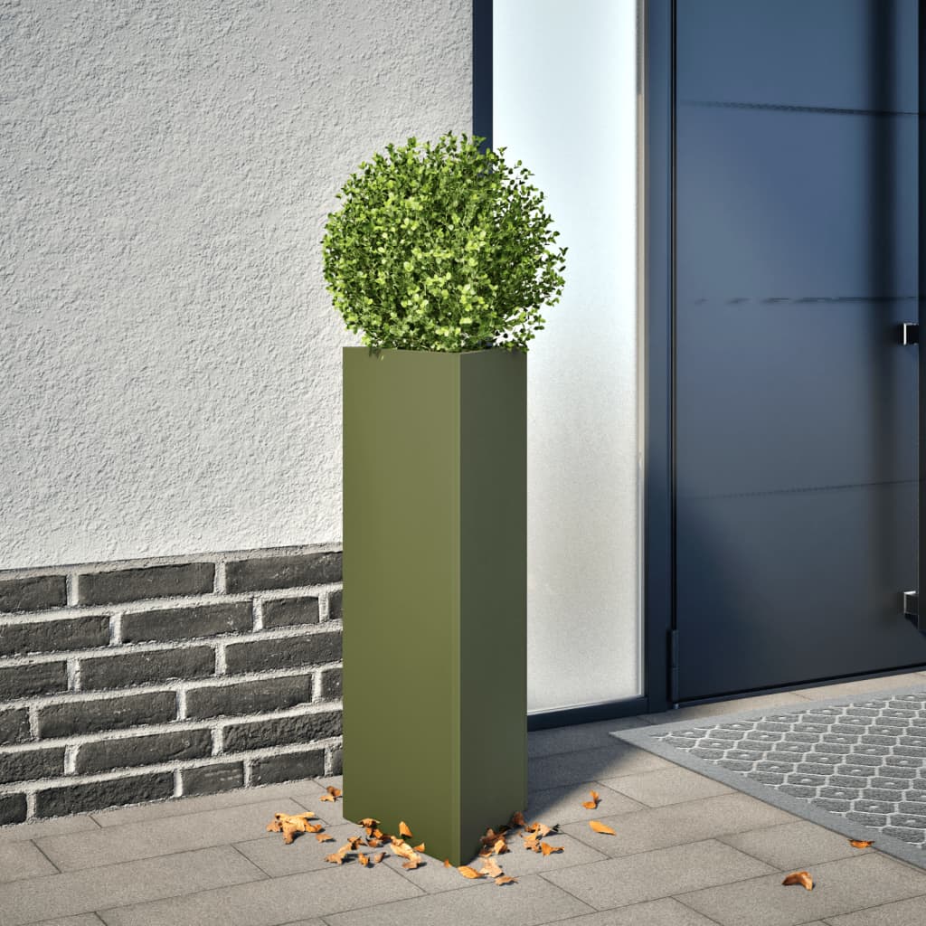 VIDAXL -Pflanzer -Dreieck 30x26x75 cm Stahl Olivengrün