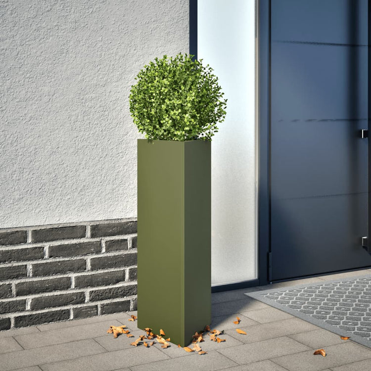 VIDAXL -Pflanzer -Dreieck 30x26x75 cm Stahl Olivengrün
